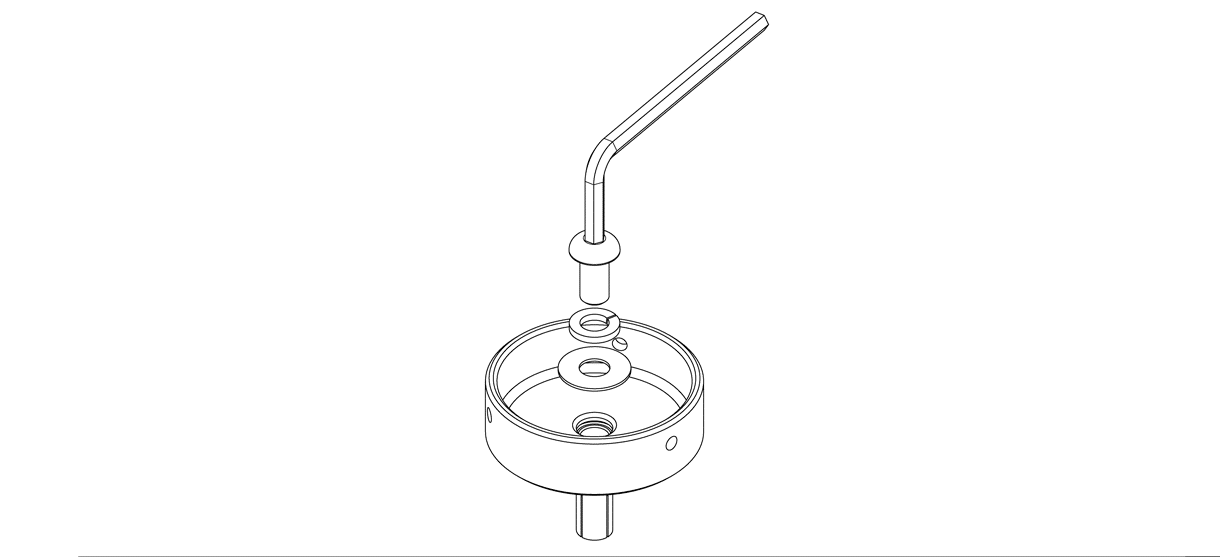 Diagram of hex key securing the hex bolt over the anchor
