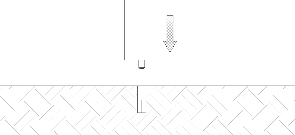 Diagram of bollard over the concrete insert
