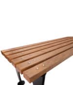 A close-up studio shot showing one side of the R-5526-BL St. Louis backless bench