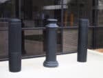 Row of R-7176 decorative plastic bollard covers