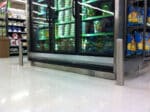 R-7187 bolt down bollards protect fridge in supermarket