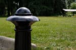 R-7598 decorative bollard near grass
