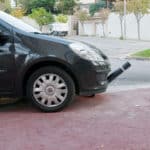 R-8323-FL flexible bollard stopping car on road