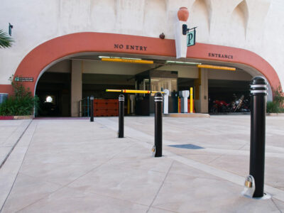 Removable bollards at the entrance of parkade