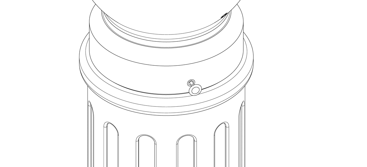 Diagram showing the set screws covered with plastic plugs