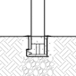 Diagram of a R-8464 removable bollard installed using a receiver with key