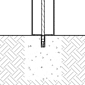 Diagram of a solar bollard installed using drop-in concrete inserts