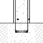 A graphic displays a cross section of security post and post cover and demonstrates how set screws can be used to install post covers.